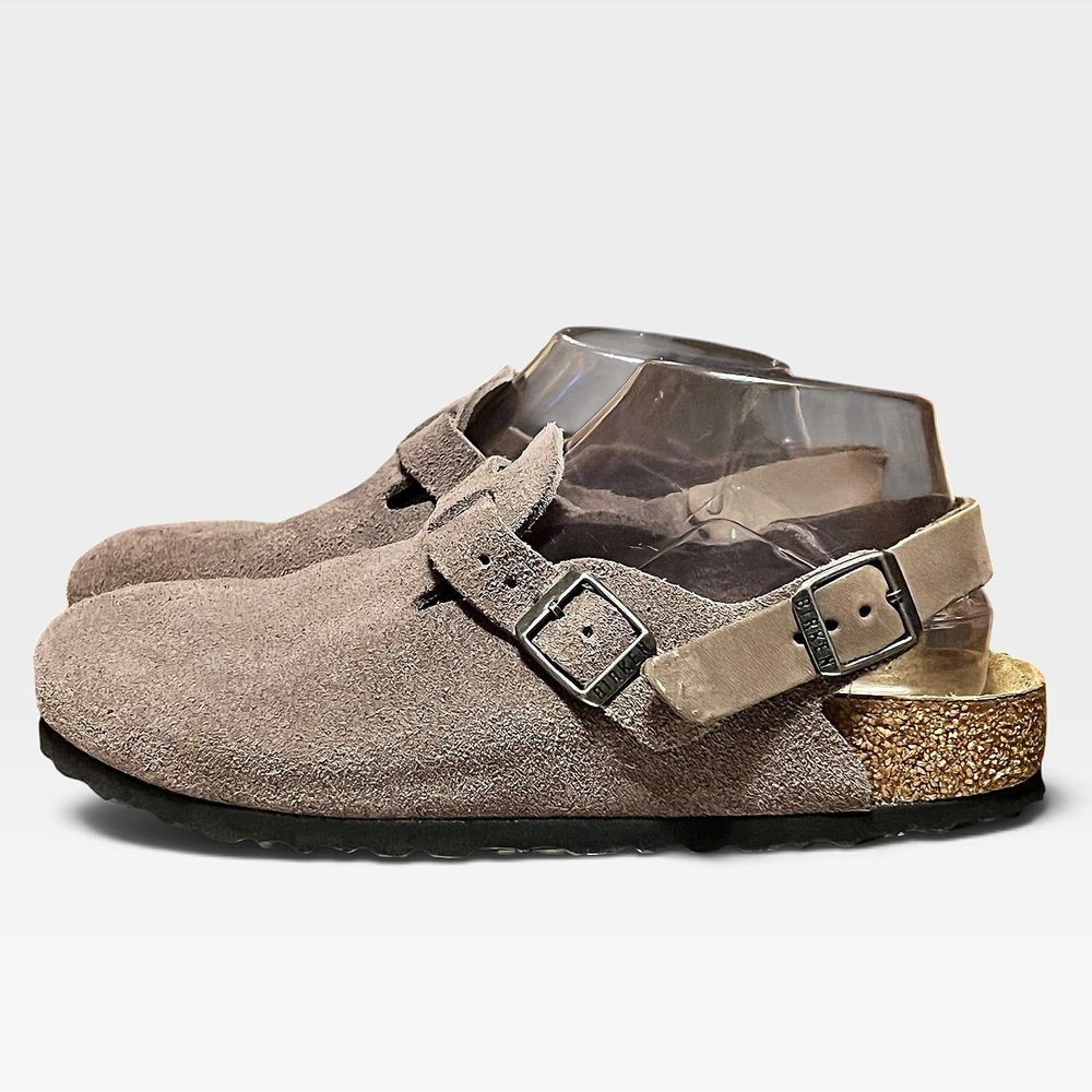 Birkenstock Tokyo Suede Clogs Taupe Adjustable Backstrap Sandals 76 4YS06